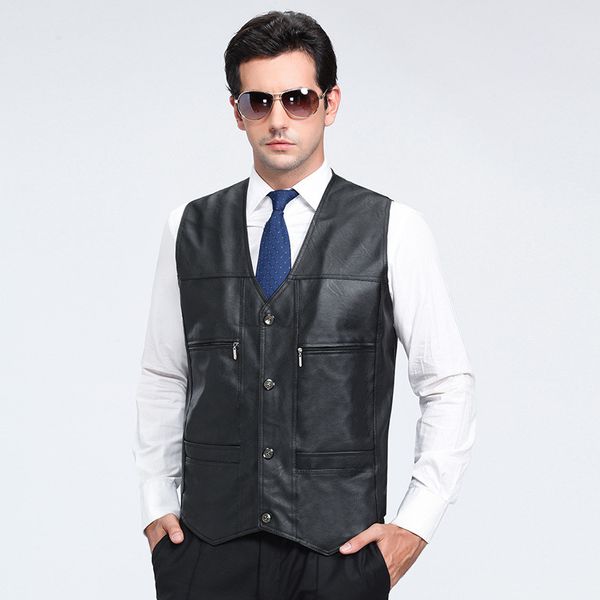casual winter men pockets vest button black solid keep warm leather mens vests winter fashion colete masculino vests male, Black;white
casual winter men pockets vest button black solid keep warm leather mens vests winter fashion colete masculino vests male, Black;white