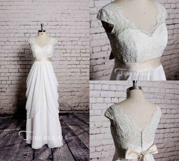 real pictures country wedding dresses a line v neck chiffon lace appliques ruffles beach bridal gown floor length plus size vestido de novia, White
real pictures country wedding dresses a line v neck chiffon lace appliques ruffles beach bridal gown floor length plus size vestido de novia, White