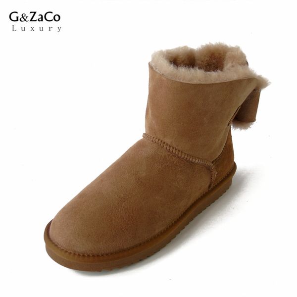 g&zaco luxury winter sheepskin snow boots women's non slip warm genuine leather short boots cotton female bow sweet winter shoes, Black
g&zaco luxury winter sheepskin snow boots women's non slip warm genuine leather short boots cotton female bow sweet winter shoes, Black