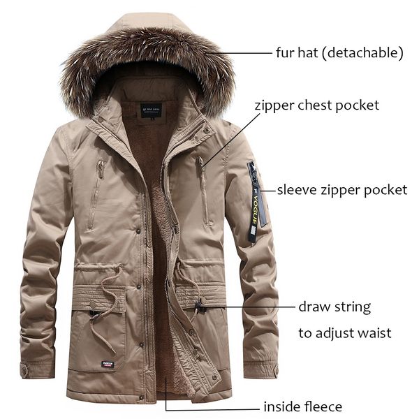 winter jacket men brand clothing thick long fleece warm fur parka jacket hooded cotton coat windbreaker men, Black
winter jacket men brand clothing thick long fleece warm fur parka jacket hooded cotton coat windbreaker men, Black
