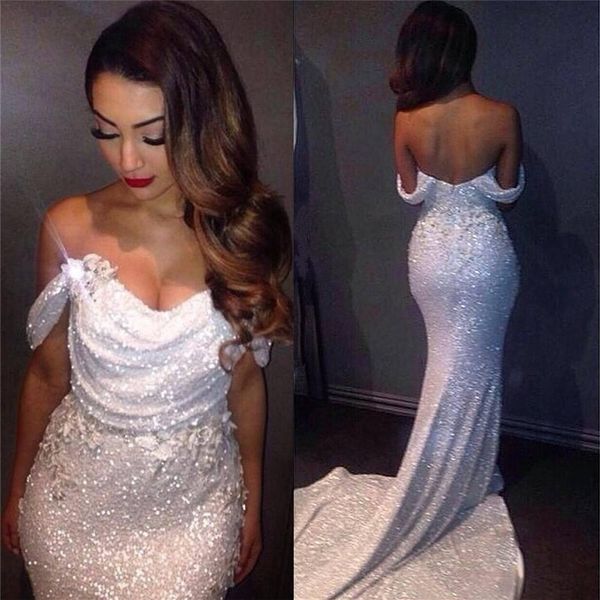 draped sweep train off the shoulder mermaid prom dress sequins white long elegant evening dress with flowers robe de soiree, Black;red
draped sweep train off the shoulder mermaid prom dress sequins white long elegant evening dress with flowers robe de soiree, Black;red