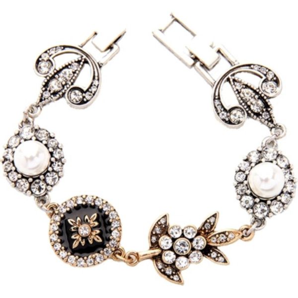 vintage antique silver / gold crystal geometric bracelet for women new design luxury pearl summer bracelet party jewelry, Black
vintage antique silver / gold crystal geometric bracelet for women new design luxury pearl summer bracelet party jewelry, Black