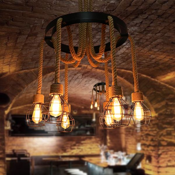 american style cage hemp rope vintage industrial pendant lamp creative hanglamp cafe club bar edison led chandeliers home light fixtures 
american style cage hemp rope vintage industrial pendant lamp creative hanglamp cafe club bar edison led chandeliers home light fixtures