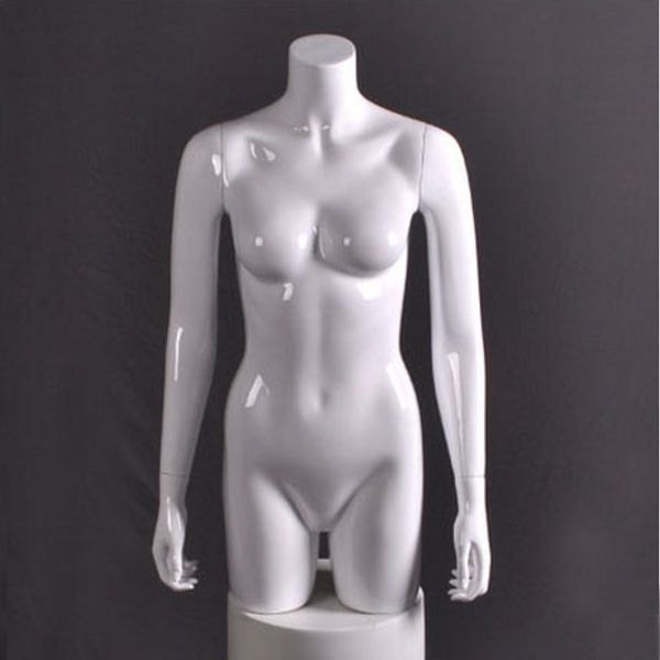fashionable female upper body mannequin gloss white model sale, Khaki