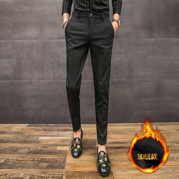 dress pants men plus velvet thick warm slim fashion solid color suit trousers man social business casual male clothing, White;black
dress pants men plus velvet thick warm slim fashion solid color suit trousers man social business casual male clothing, White;black