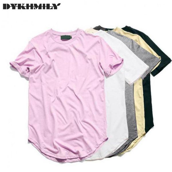 2018 West Extended футболка Men Summer Изогнутые Хем Ярус Hip Hop Tshirts Blank Мужские футболки Одежда