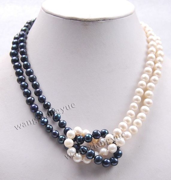 elegant fashion 2rows 7-8mm genuine black /white akoya cultured pearl necklace, Silver
elegant fashion 2rows 7-8mm genuine black /white akoya cultured pearl necklace, Silver