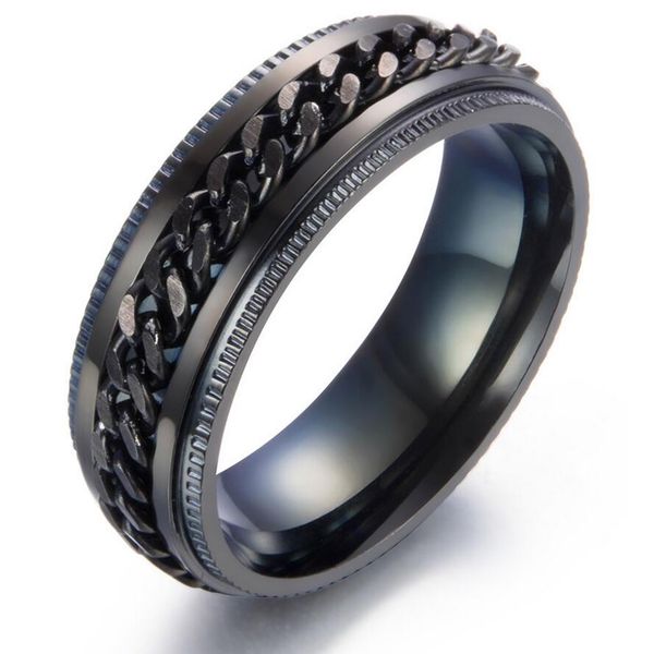 rotation design black rings stainless steel chain rings for men anel maxi titanyum ring spinner men jewelry, Golden;silver 
rotation design black rings stainless steel chain rings for men anel maxi titanyum ring spinner men jewelry, Golden;silver