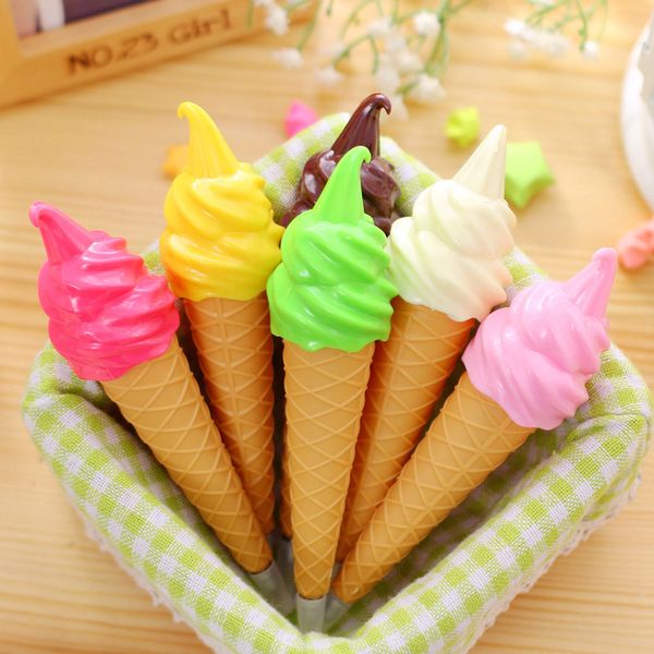 1pcs Kawaii Ice Cream Shape Ballpoint Pen With Magnet For Writing School Supplies Cute Stationary For Kids Students Novelty Gift