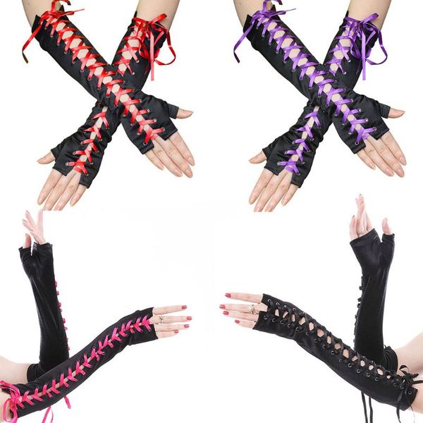women elbow length fingerless long gloves string ribbon criss cross up disco dance gothic style cosplay mittens arm warmer, Blue;gray
women elbow length fingerless long gloves string ribbon criss cross up disco dance gothic style cosplay mittens arm warmer, Blue;gray