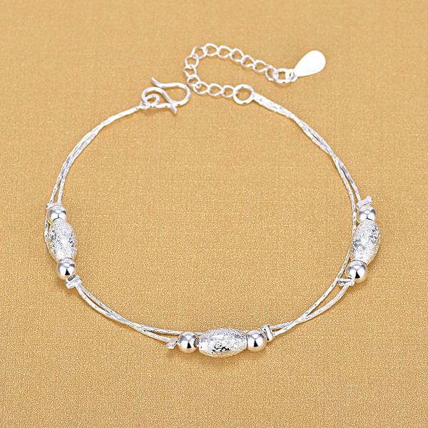 women fashion jewelry 925 sterling silver snake chain matte finished beads bracelets, Black
women fashion jewelry 925 sterling silver snake chain matte finished beads bracelets, Black