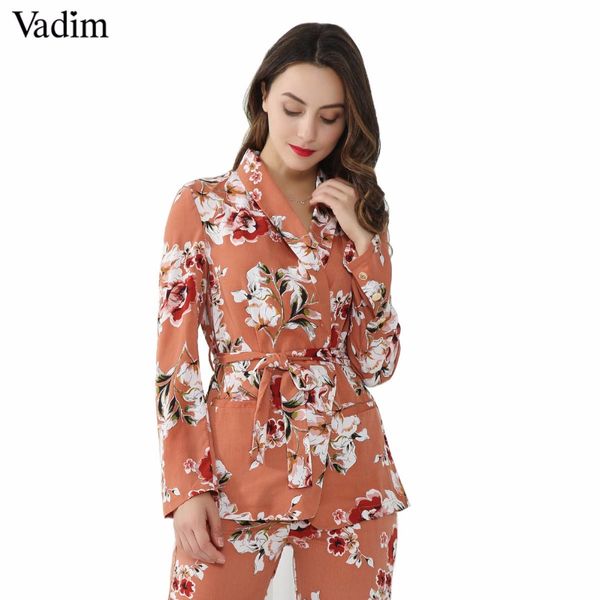 vadim women vintage floral print blazer notched collar sashes long sleeve coat casual outerwear casaco feminine ct1452, White;black
vadim women vintage floral print blazer notched collar sashes long sleeve coat casual outerwear casaco feminine ct1452, White;black