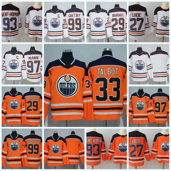 Mens Edmonton Oilers Jersey 33 Cam Talbot 29 Leon Draisaitl 99 Wayne Gretzky 93 Ryan Nugent-Hopkins 27 Milan Lucic Ice Hockey Jerseys
Mens Edmonton Oilers Jersey 33 Cam Talbot 29 Leon Draisaitl 99 Wayne Gretzky 93 Ryan Nugent-Hopkins 27 Milan Lucic Ice Hockey Jerseys