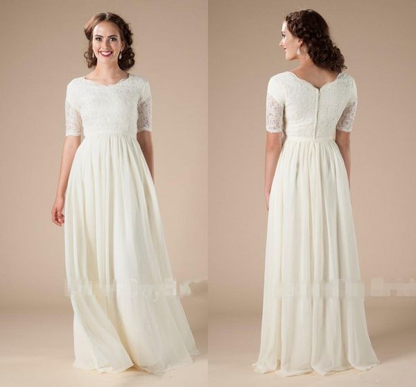 new lace chiffon boho wedding dresses with short sleeves a-line country bridal gowns floor length wedding dress, White
new lace chiffon boho wedding dresses with short sleeves a-line country bridal gowns floor length wedding dress, White