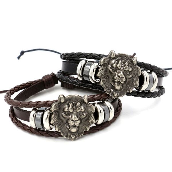 new retro men lion head punk style leather charm bracelets infinity men women jewelry bracelet ing, Golden;silver
new retro men lion head punk style leather charm bracelets infinity men women jewelry bracelet ing, Golden;silver