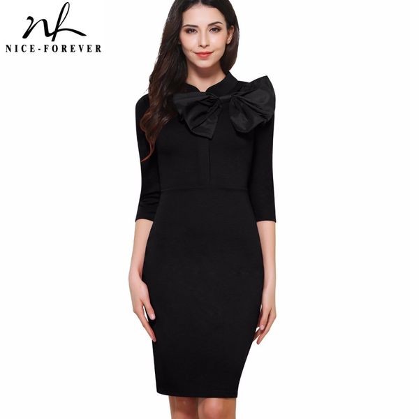 nice-forever women bowknot vintage bow office pencil wear to work vestidos 3/4 sleeve solid elegant sheath bodycon dress b244, White;black
nice-forever women bowknot vintage bow office pencil wear to work vestidos 3/4 sleeve solid elegant sheath bodycon dress b244, White;black