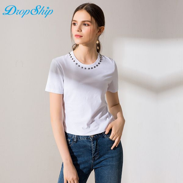 streetwear white short sleeve t-shirts for women 2018 o neck rivet cotton tshirt summer
streetwear white short sleeve t-shirts for women 2018 o neck rivet cotton tshirt summer