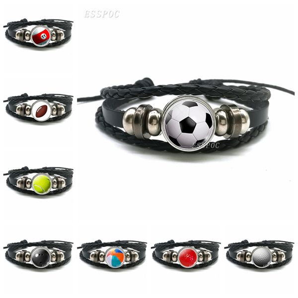 football bracelet football tennis glass cabochon snap button multi-layer leather bracelet sport jewelry men women fashion bangle, Golden;silver
football bracelet football tennis glass cabochon snap button multi-layer leather bracelet sport jewelry men women fashion bangle, Golden;silver