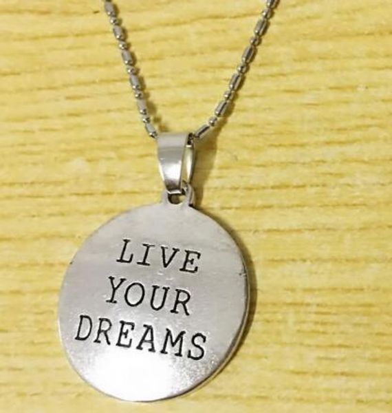 10 шт. / лот кулон ожерелье горячие продажи live your dreams ожерелье сообщение цитата вдохновенный выпускной подарок прямая поставка новое, Silver
10 шт. / лот кулон ожерелье горячие продажи live your dreams ожерелье сообщение цитата вдохновенный выпускной подарок прямая поставка новое, Silver