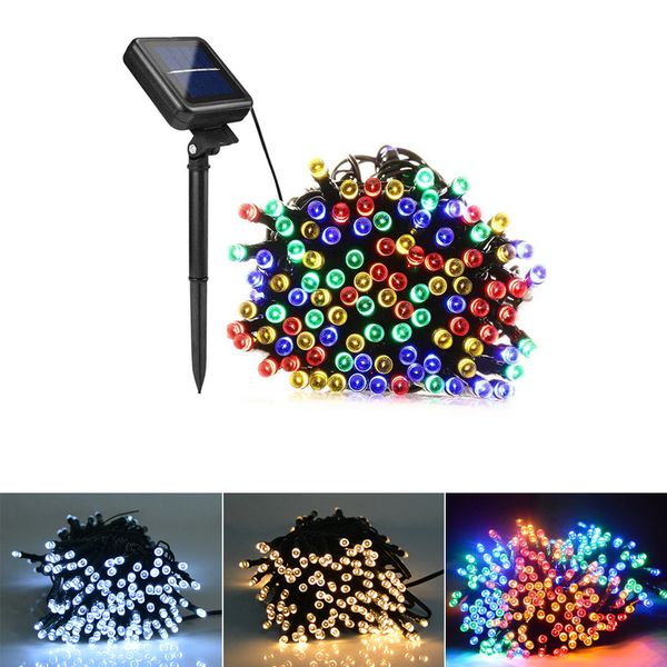 

солнечные лампы led string lights 100/200 leds открытый fairy праздник рождественская вечеринка гирлянды солнечный газон сад огни водонепрон