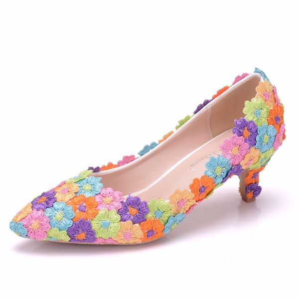 new fashionl multi lace flowers pointed toe shoes for women 5cm heel wedding shoes thick heels beautiful plus size shoes, Black
new fashionl multi lace flowers pointed toe shoes for women 5cm heel wedding shoes thick heels beautiful plus size shoes, Black