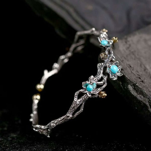 radhorse 925 silver bangles for women fine jewelry turquoise flower tree modeling classic style adjustable silver bangles, Golden;silver
radhorse 925 silver bangles for women fine jewelry turquoise flower tree modeling classic style adjustable silver bangles, Golden;silver