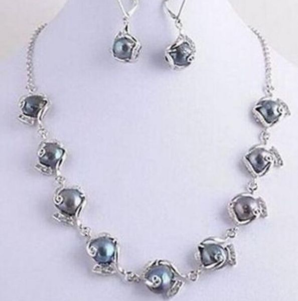 ll<<<new genuine jewelry weird black pearl necklace earring set
ll<<<new genuine jewelry weird black pearl necklace earring set