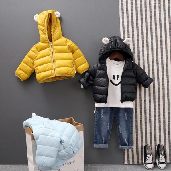 

0-4 years down cotton kids jackets children hooded coats baby snowsuit outerwear clothes autumn winter clothing for boys girls, Blue;gray