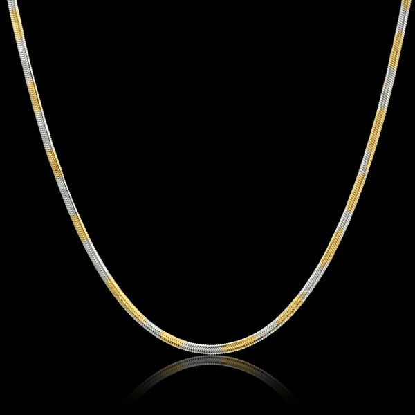 45cm choker 316l stainless steel 2-tone gold snake chain necklace 3mm for men women jewelry, Silver
45cm choker 316l stainless steel 2-tone gold snake chain necklace 3mm for men women jewelry, Silver