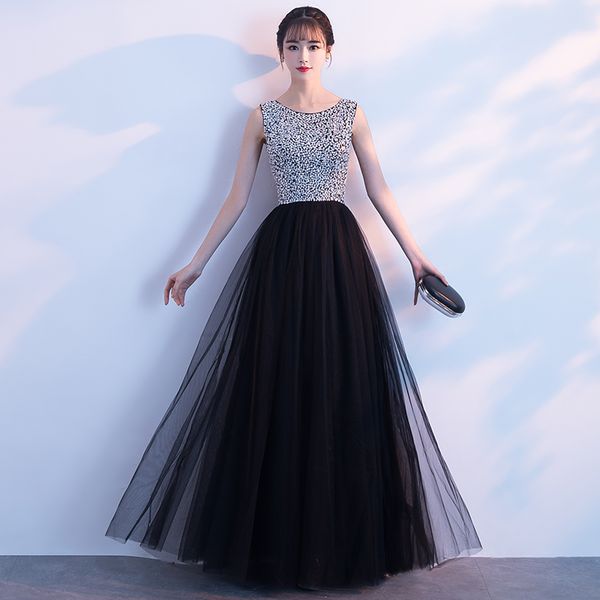 вышитые бисером tulle длинные вечерние платья 2019 black scoop neck prom dress new floor length party dresses, Black;red
вышитые бисером tulle длинные вечерние платья 2019 black scoop neck prom dress new floor length party dresses, Black;red