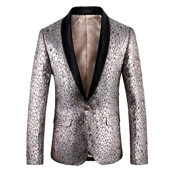 slim fit men floral blazer shawl collar blazer masculino casual suit jacket stage costumes for singers wear, White;black
slim fit men floral blazer shawl collar blazer masculino casual suit jacket stage costumes for singers wear, White;black