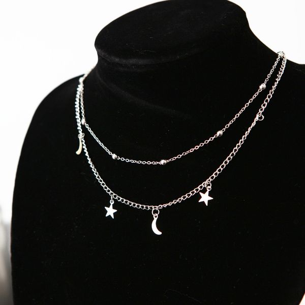 korean jewelry simple double necklace moon star short paragraph wild wholesale chain clavicle necklace women, Silver
korean jewelry simple double necklace moon star short paragraph wild wholesale chain clavicle necklace women, Silver