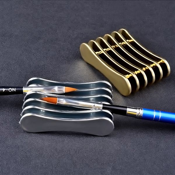 1 pc nail brush holder gold silver 5grids nail art pen holder stand nails salon uv gel brush rest display storage manicure tools
1 pc nail brush holder gold silver 5grids nail art pen holder stand nails salon uv gel brush rest display storage manicure tools