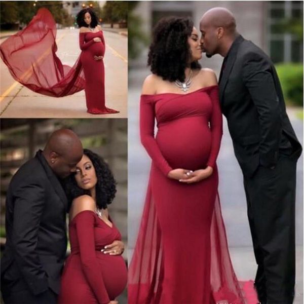 burgundy prom dresses new off the shoulder long sleeve maternity formal evening party dress sweep train for pregnant gowns plus size, Black;red
burgundy prom dresses new off the shoulder long sleeve maternity formal evening party dress sweep train for pregnant gowns plus size, Black;red