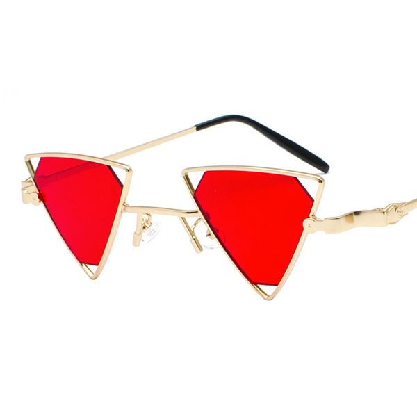

vintage punk stijlen vrouwen driehoek zonnebril mode mannen hol rode lens shades uv400 y281, White;black