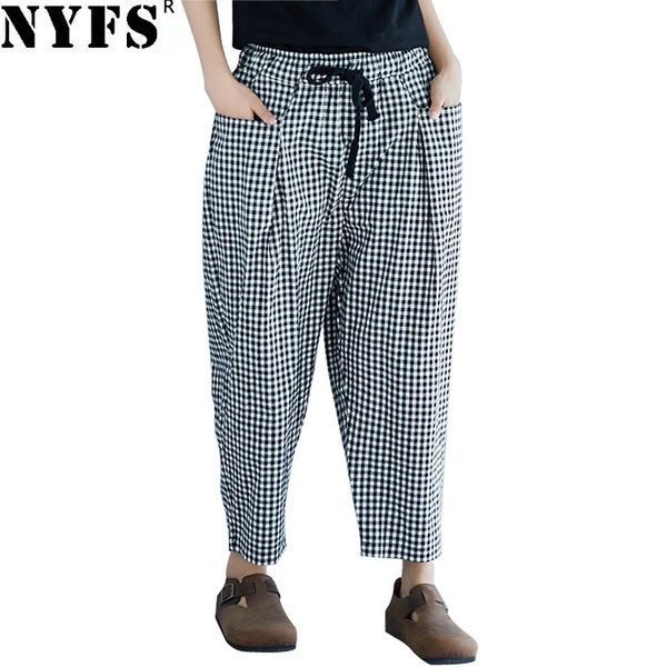 nyfs 2018 new autumn women pants vintage cotton loose elastic waist black white plaid harem pants turnip
nyfs 2018 new autumn women pants vintage cotton loose elastic waist black white plaid harem pants turnip