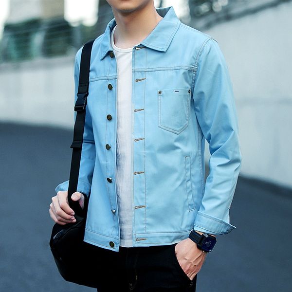 pure color men's long sleeve denim jacket 6 colors choose stylish comfortable men slim jackets, Black;brown
pure color men's long sleeve denim jacket 6 colors choose stylish comfortable men slim jackets, Black;brown