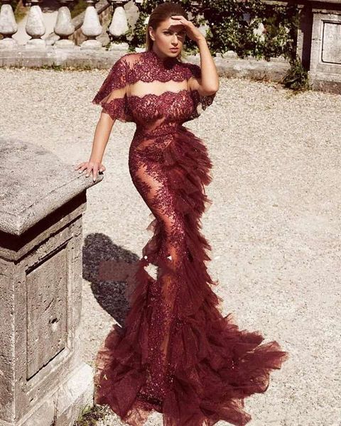 arabic kuwait dubai burgundy mermaid prom dresses short sleeves illusion lace celebrity abendkleider elegant evening formal dresses, Black
arabic kuwait dubai burgundy mermaid prom dresses short sleeves illusion lace celebrity abendkleider elegant evening formal dresses, Black