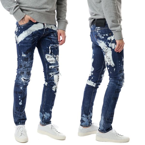 men distressed graffiti tidy biker jeans button fly print ripped skinny fit painted printed denim pants, Blue
men distressed graffiti tidy biker jeans button fly print ripped skinny fit painted printed denim pants, Blue