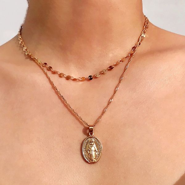 vintage double layer oval jesus pendant necklaces for women geometric chains clavicle necklace fashion jewelry xr1767, Silver
vintage double layer oval jesus pendant necklaces for women geometric chains clavicle necklace fashion jewelry xr1767, Silver