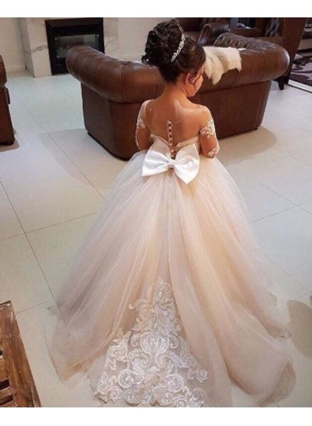 2018 cute lace ball gown flower girl dress long illusion sleeves jewel neck sweep train layered pageant dresses kids prom party dress bow, White;blue
2018 cute lace ball gown flower girl dress long illusion sleeves jewel neck sweep train layered pageant dresses kids prom party dress bow, White;blue