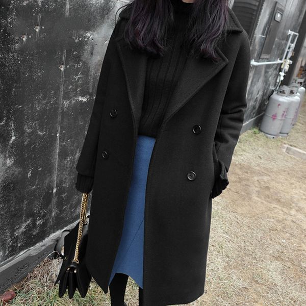 2018 autumn winter korean long sleeve fashion temperament thick woolen coat black
2018 autumn winter korean long sleeve fashion temperament thick woolen coat black