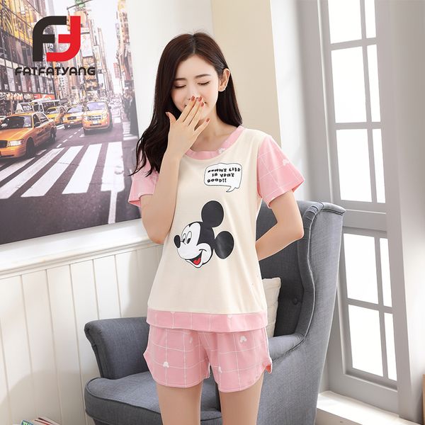 women pajamas set pink mouse print short sleeve tees+shorts o-neck cotton pijamas leisure suit checks girl pijamas mujer home, Black;red
women pajamas set pink mouse print short sleeve tees+shorts o-neck cotton pijamas leisure suit checks girl pijamas mujer home, Black;red