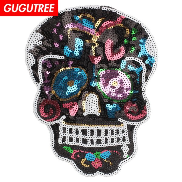 gugutree embroidery paillette big black skull patches sequins skeleton patches badges applique patches for clothing
gugutree embroidery paillette big black skull patches sequins skeleton patches badges applique patches for clothing