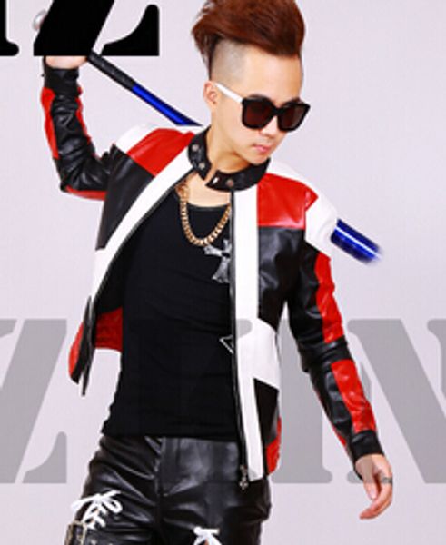 s-4xl men's fashion dj nightclub singer gd black and white red stitching motorcycle leather jacket coat costumes clothing
s-4xl men's fashion dj nightclub singer gd black and white red stitching motorcycle leather jacket coat costumes clothing