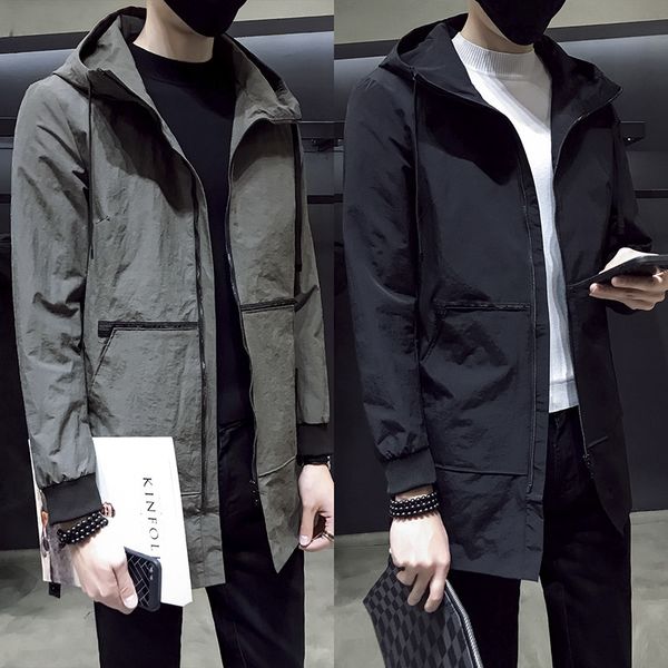 spring and autumn male hooded jacket long section slim coat male korean fashion, Tan;black
spring and autumn male hooded jacket long section slim coat male korean fashion, Tan;black