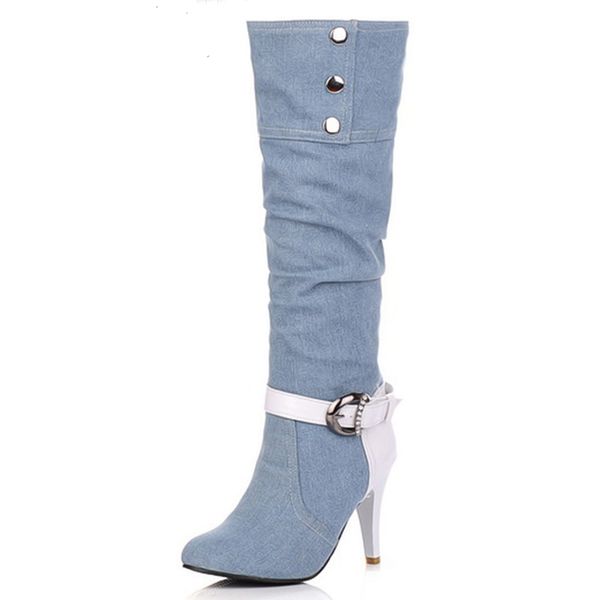 winter denim fabric ladies shoes autumn boots knee botas pointed toe bottom buckle cloth fashion casual black warm
winter denim fabric ladies shoes autumn boots knee botas pointed toe bottom buckle cloth fashion casual black warm