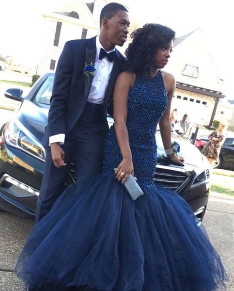 2019 luxury dark navy blue 2k16 prom dresses beaded o neck mermaid formal occasion dresses evening gowns custom made, Black
2019 luxury dark navy blue 2k16 prom dresses beaded o neck mermaid formal occasion dresses evening gowns custom made, Black