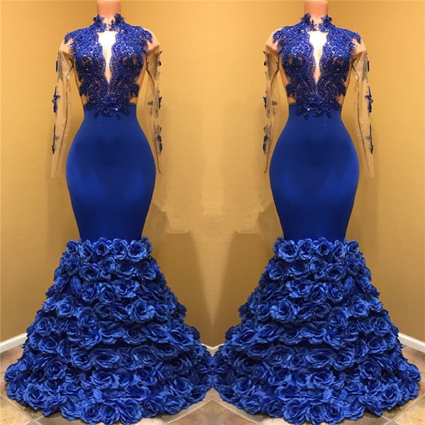 royal blue rose flowers bottom prom dresses 2019 mermaid sheer long sleeve lace appliques evening prom gowns ba7969, Black
royal blue rose flowers bottom prom dresses 2019 mermaid sheer long sleeve lace appliques evening prom gowns ba7969, Black