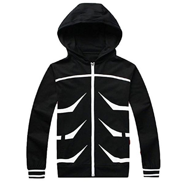 tokyo ghoul kaneki ken zip hoodie cotton casual sweatshirt cosplay costume, Black 
tokyo ghoul kaneki ken zip hoodie cotton casual sweatshirt cosplay costume, Black